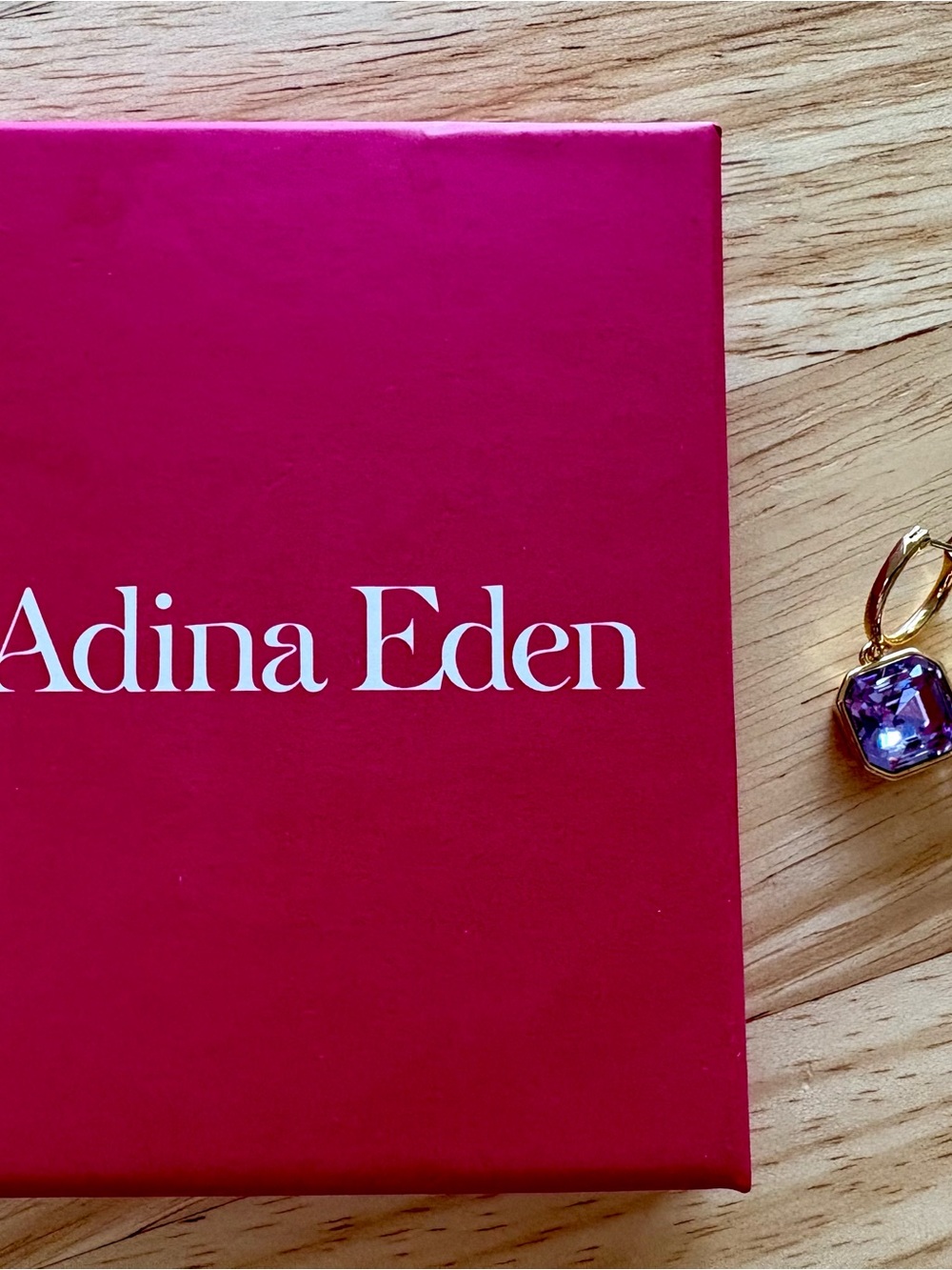 Square Cut Purple Colored Huggie Earring